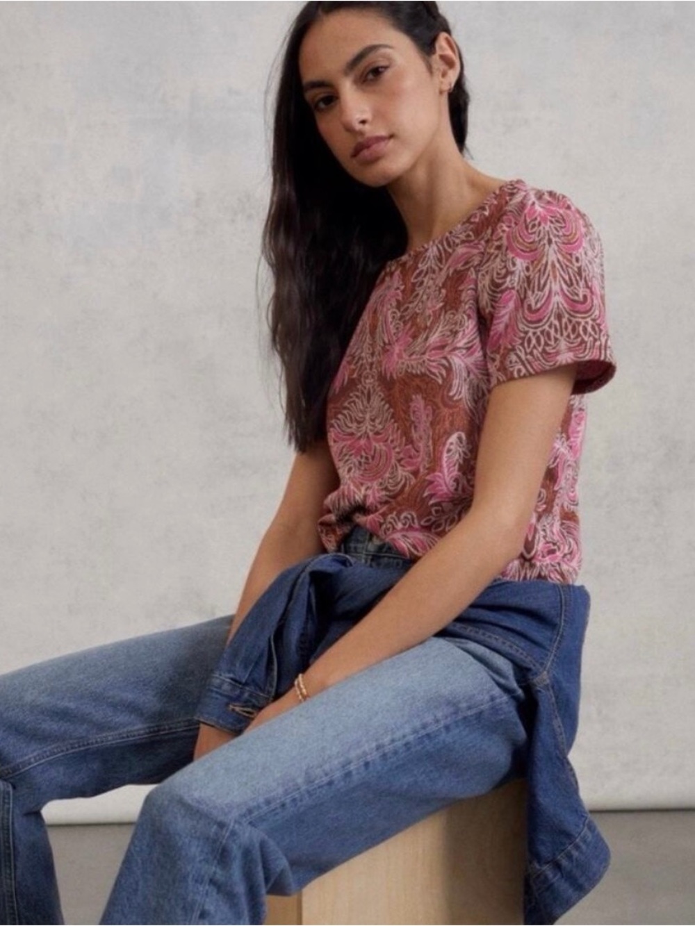 Anthropologie Shimmer “Demeter” Scroll Print Top
